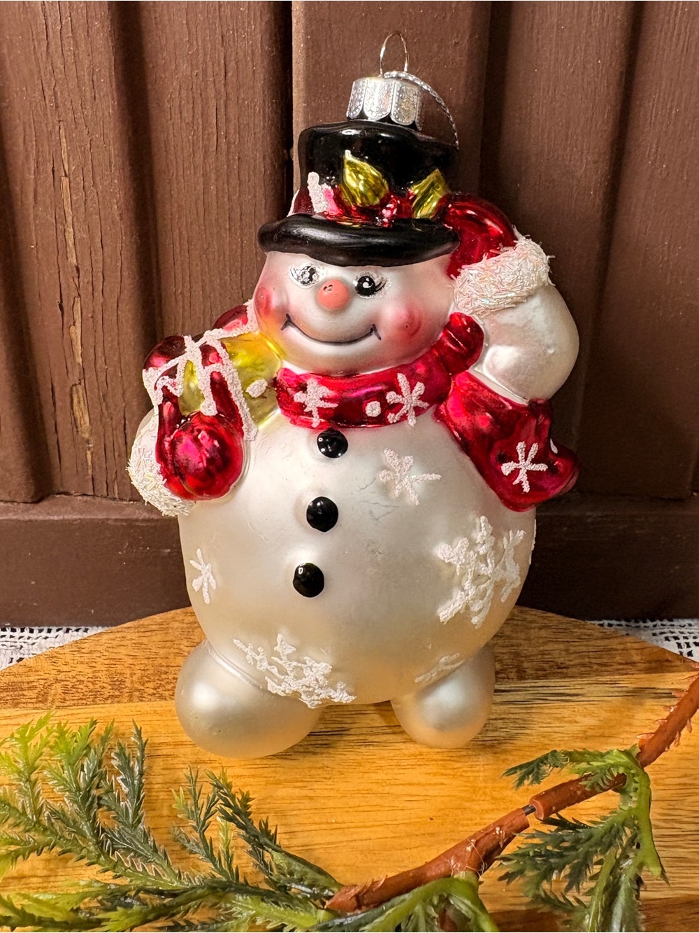 Robert Stanley Blown Glass Snowman Christmas Ornament